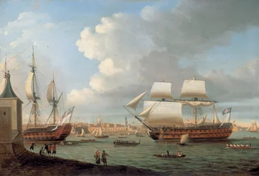 1782年、ポーツマス港に侵入したフードロイアントとペガセ